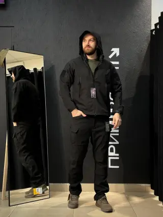 Полегшений Костюм Vanguard чорний SoftShell Без утеплення