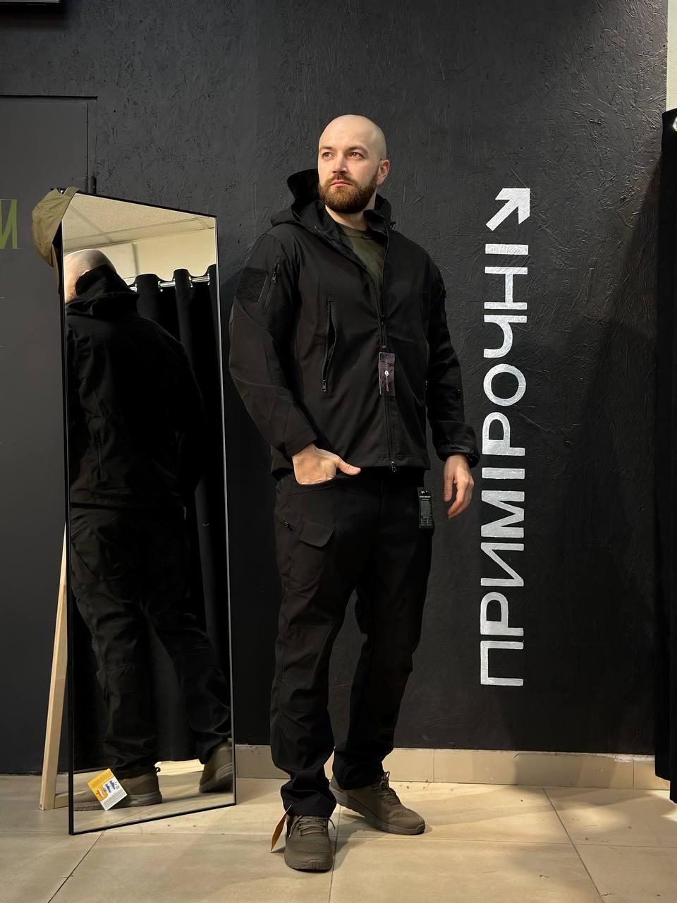 Полегшений Костюм Vanguard чорний SoftShell Без утеплення