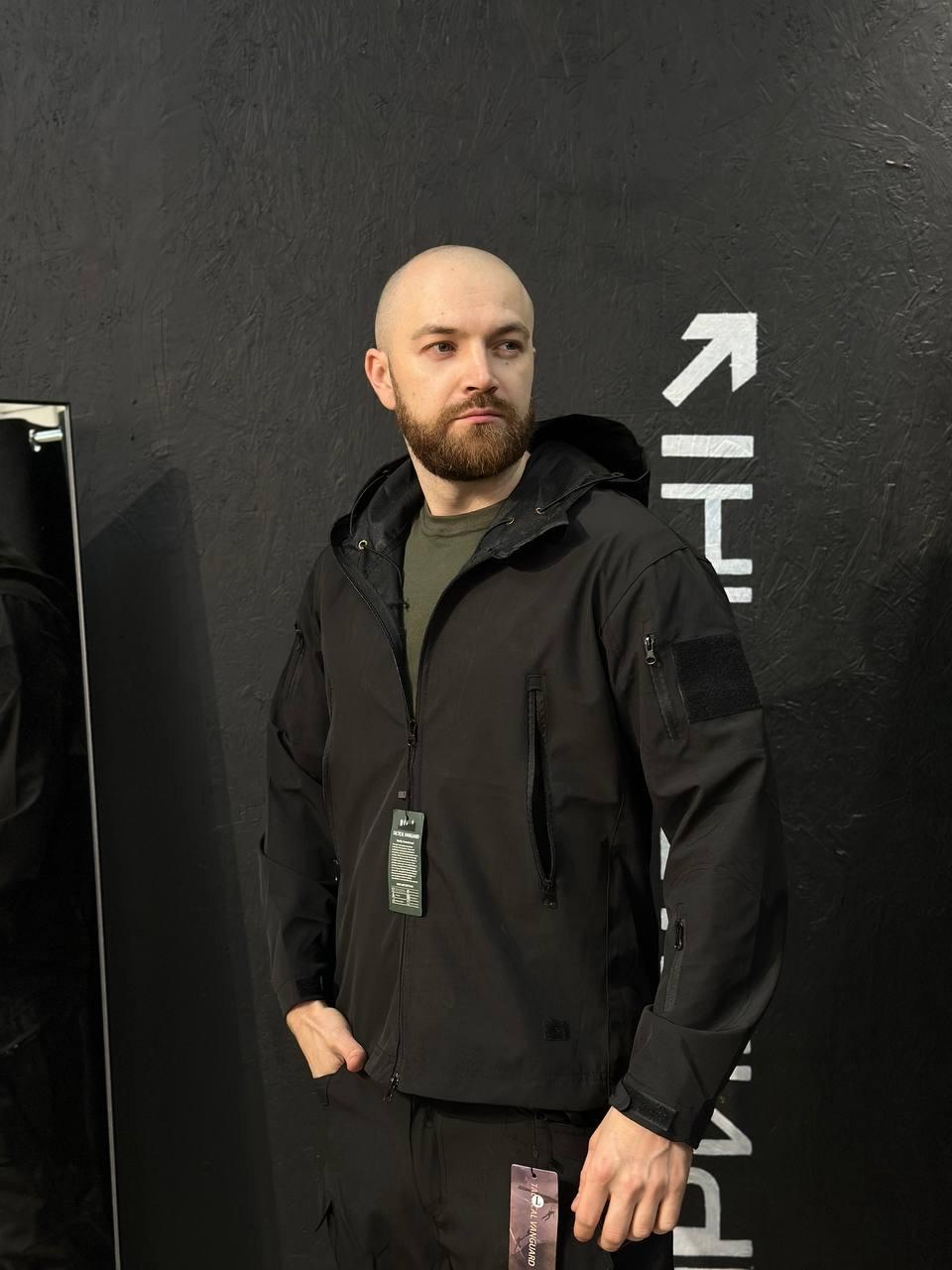 Полегшений Костюм Vanguard чорний SoftShell Без утеплення