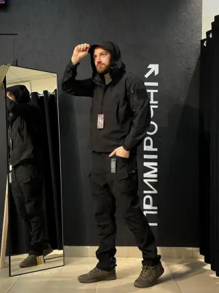 Полегшений Костюм Vanguard чорний SoftShell Без утеплення
