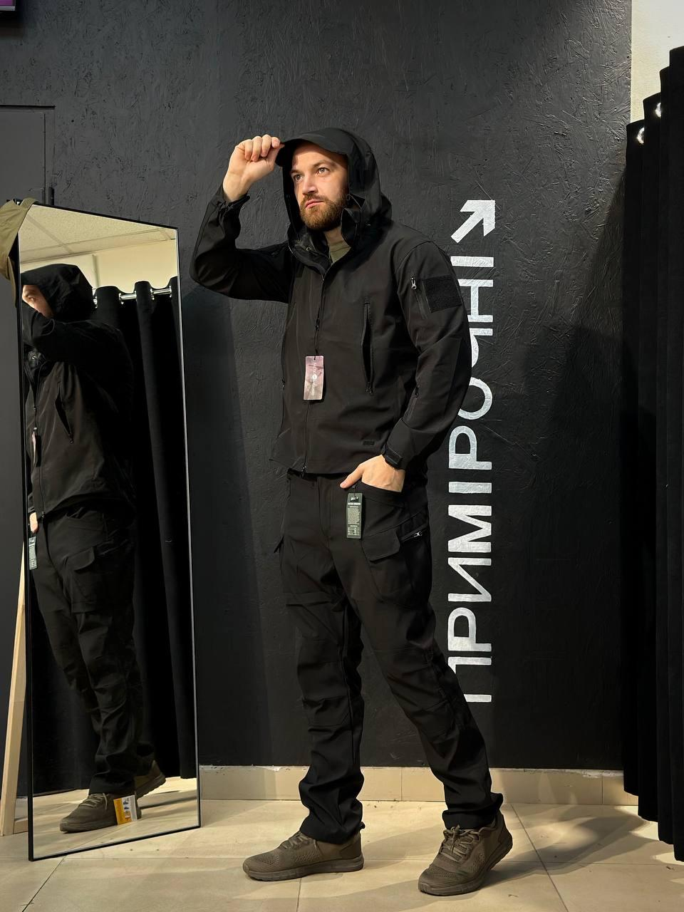 Полегшений Костюм Vanguard чорний SoftShell Без утеплення