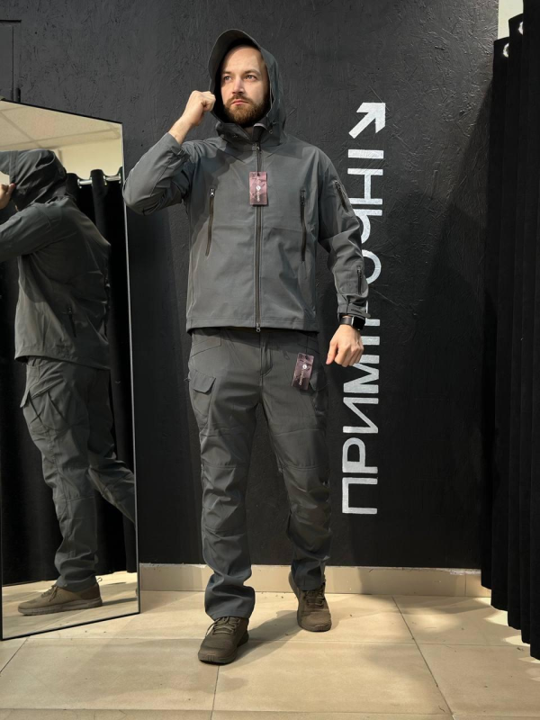 Полегшений Костюм Vanguard сірий SoftShell Без утеплення
