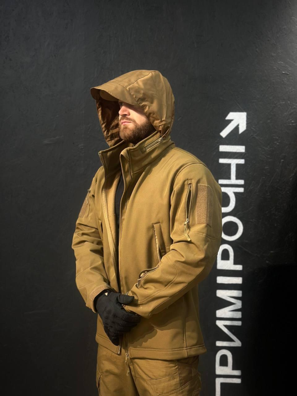Тактична Куркта койот Soft Shell Patriot 2.0 Coyote Прихований Капюшон