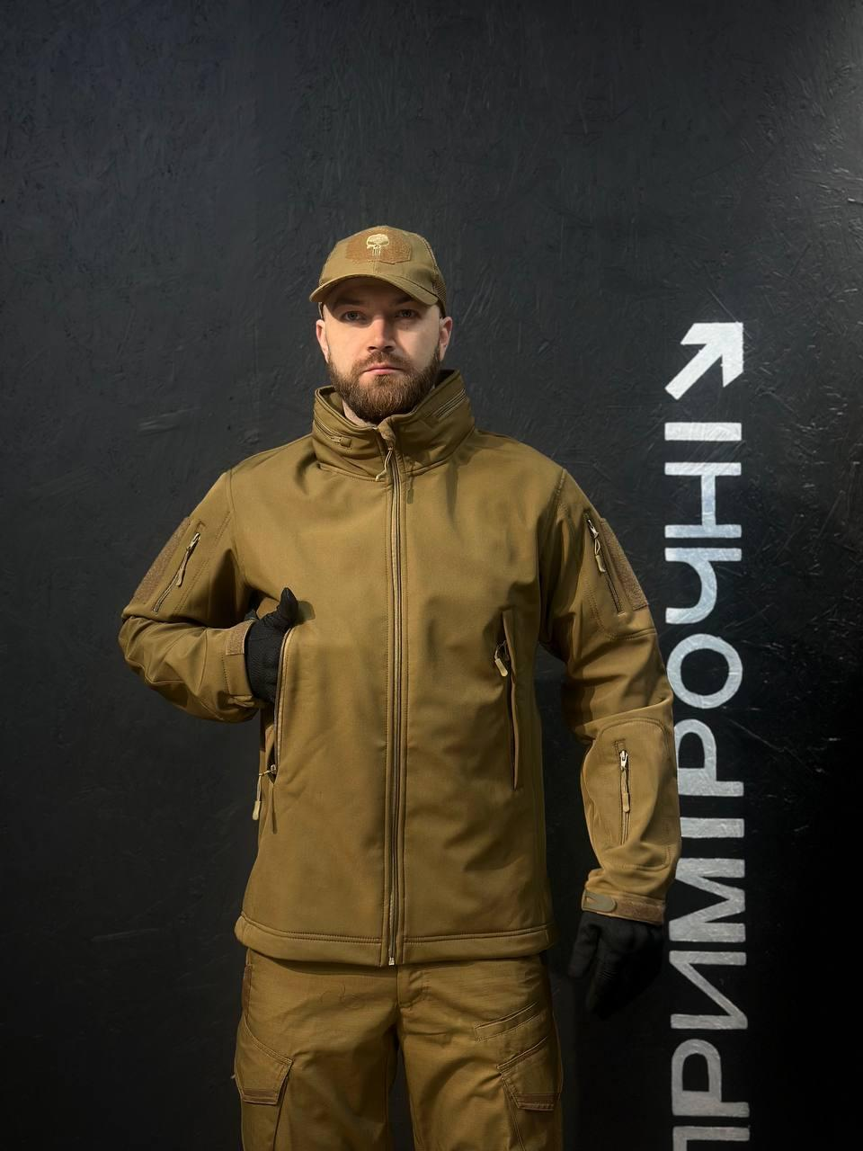 Тактична Куркта койот Soft Shell Patriot 2.0 Coyote Прихований Капюшон
