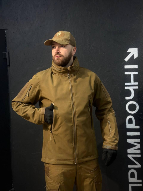 Тактична Куркта койот Soft Shell Patriot 2.0 Coyote Прихований Капюшон