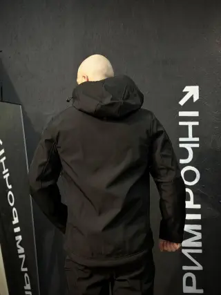 Костюм Тактичний Посилений Soft Shell Чорний Black Знімний капюшон