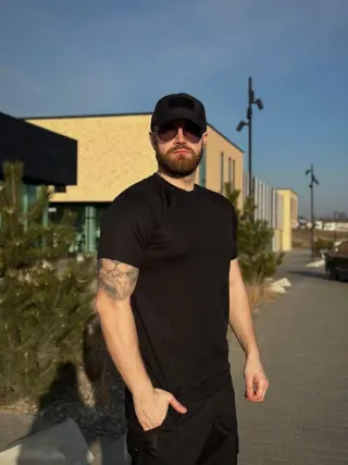 Футболка чорна Х/Б Military Бавовна Black