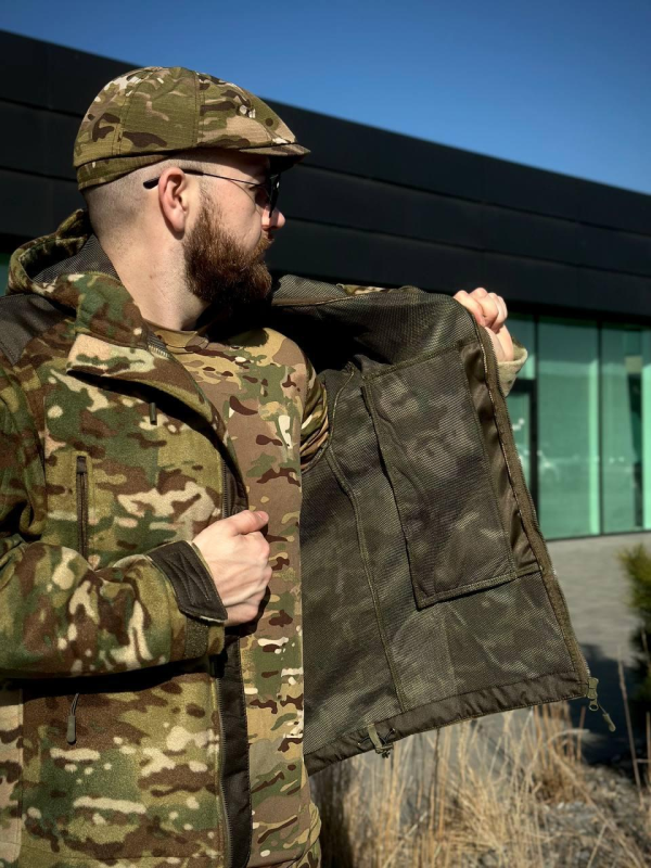 Тактична Куртка мультикам мікрофліс з Капюшоном Military MTP
