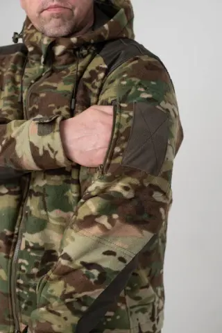 Тактична Куртка мультикам мікрофліс з Капюшоном Military MTP