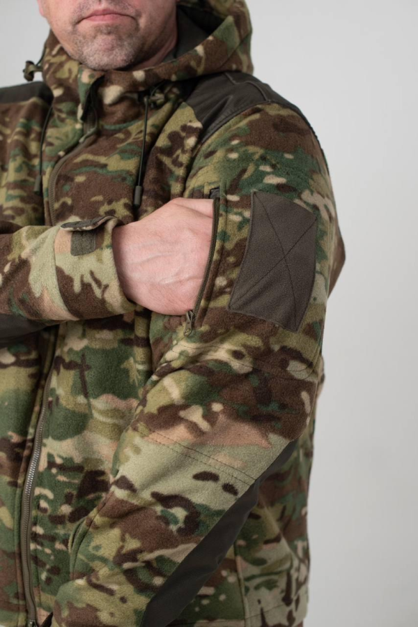 Тактична Куртка мультикам мікрофліс з Капюшоном Military MTP