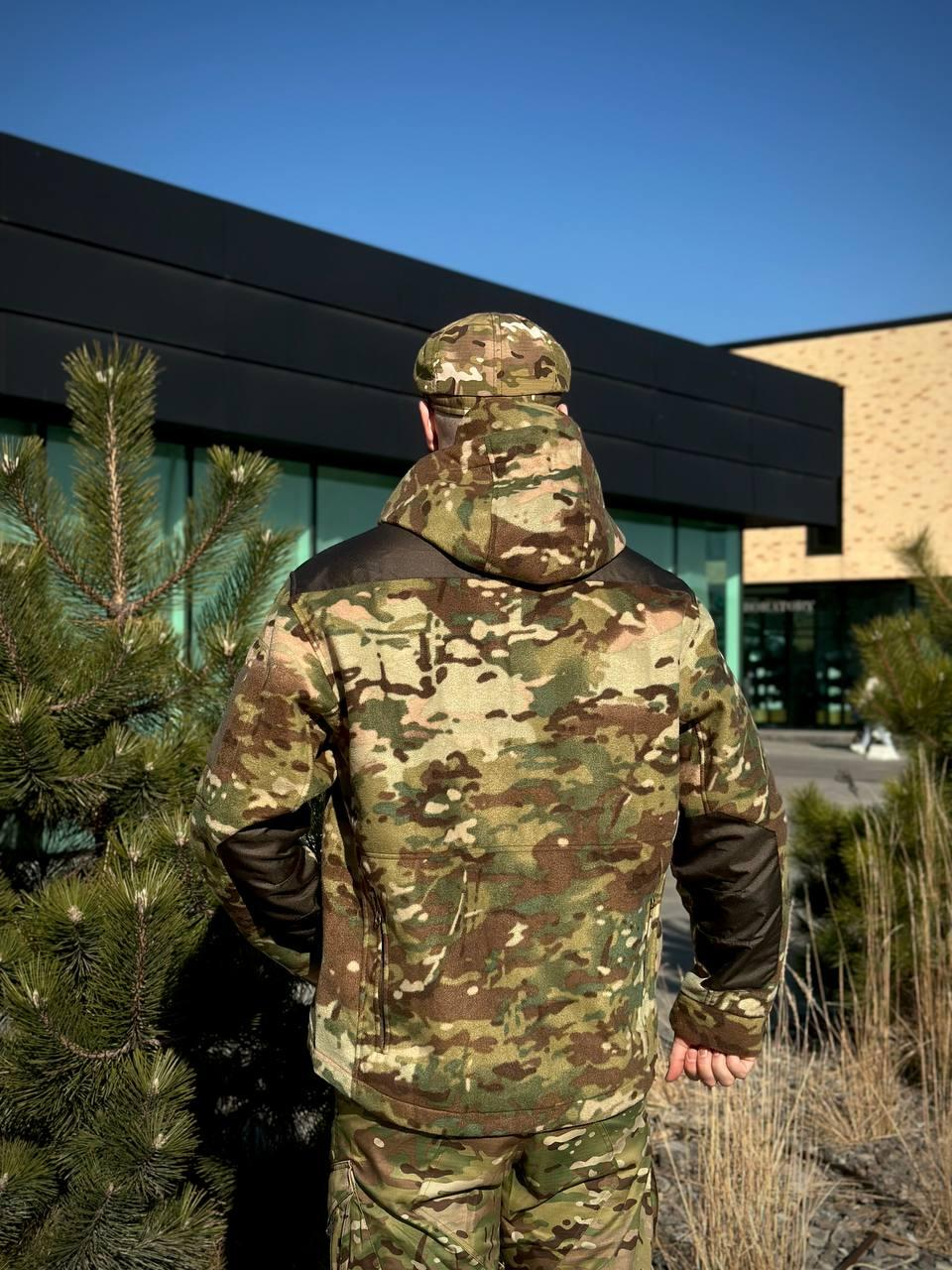 Тактична Куртка мультикам мікрофліс з Капюшоном Military MTP
