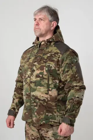Тактична Куртка мультикам мікрофліс з Капюшоном Military MTP