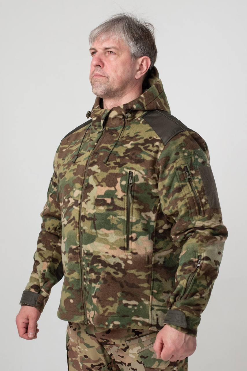 Тактична Куртка мультикам мікрофліс з Капюшоном Military MTP