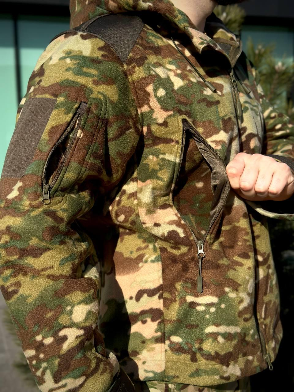 Тактична Куртка мультикам мікрофліс з Капюшоном Military MTP