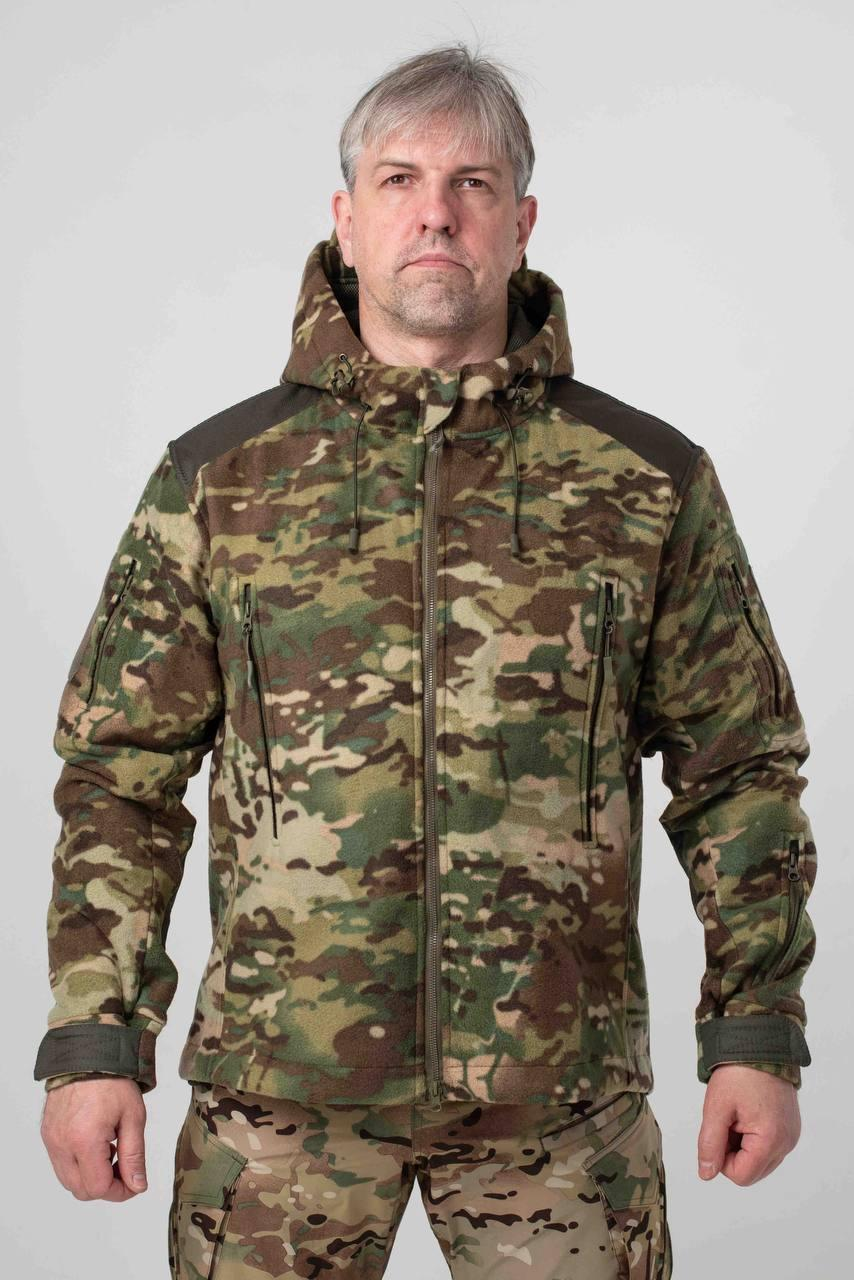 Тактична Куртка мультикам мікрофліс з Капюшоном Military MTP
