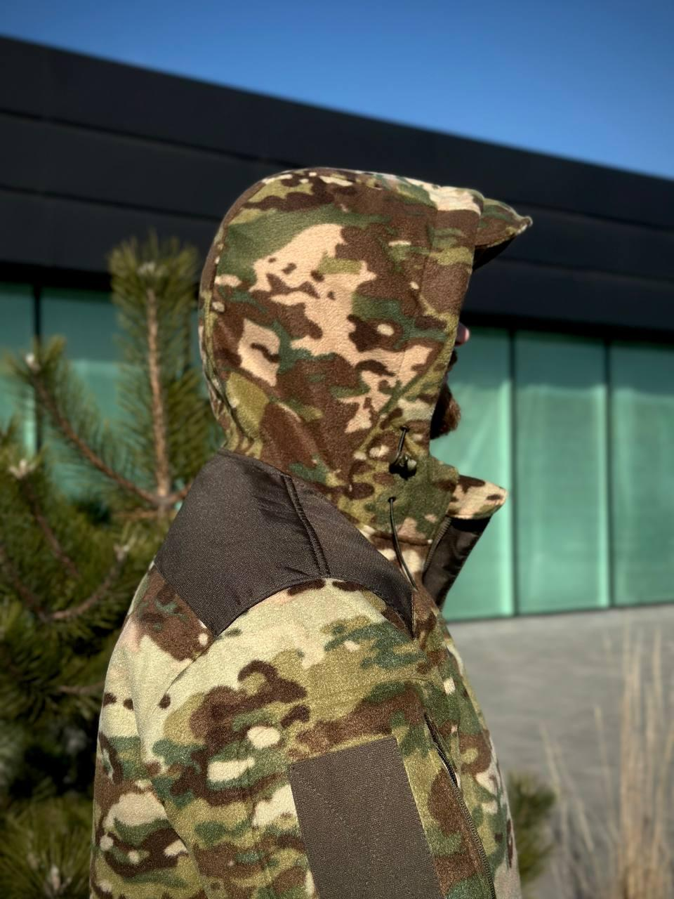 Тактична Куртка мультикам мікрофліс з Капюшоном Military MTP