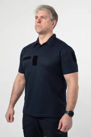 Тактическое поло CoolPass с липучками тёмно-синее