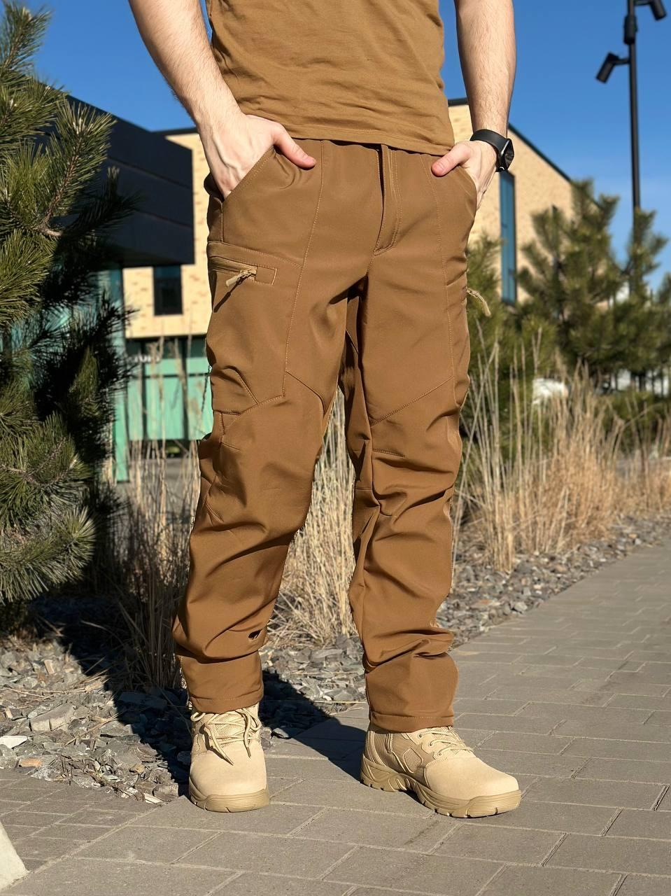 Утеплені Військові штани Soft Shell Military койот