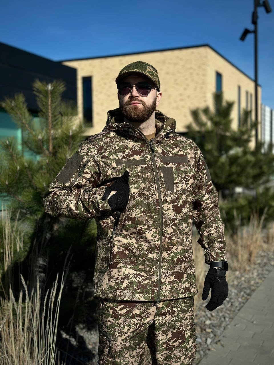 Військова куртка на флісі Soft Shell Military хижак