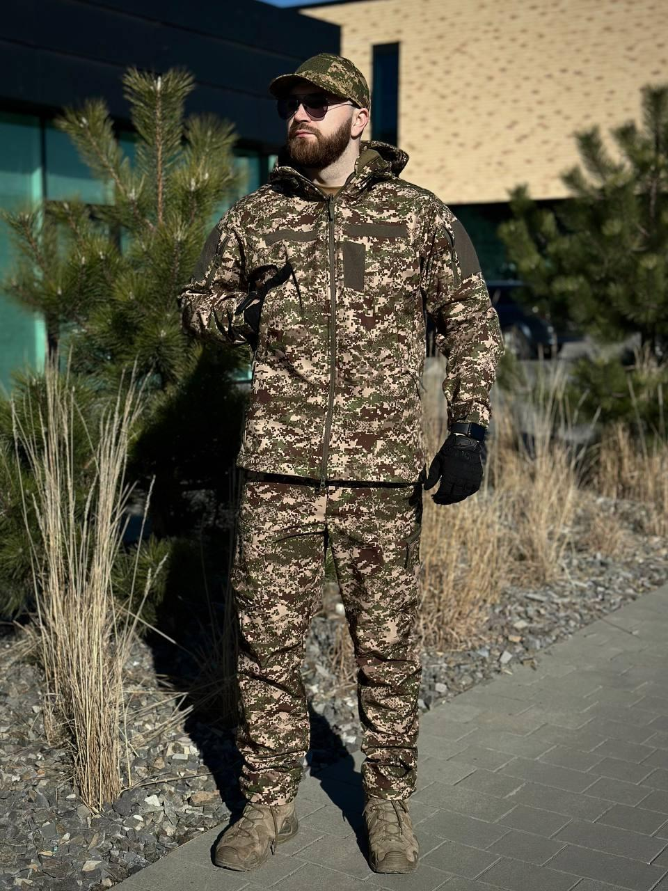 Військова куртка на флісі Soft Shell Military хижак