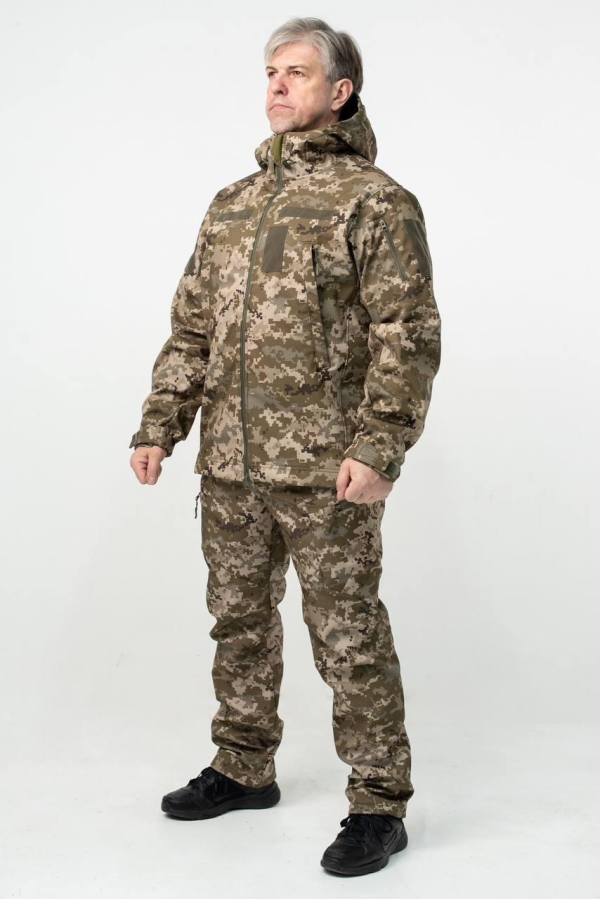Військова куртка на флісі Soft Shell Military піксель