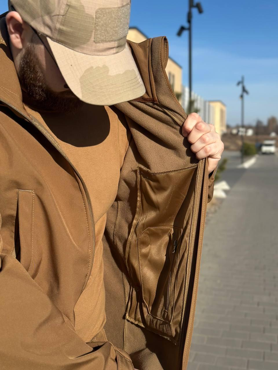 Військовий посилений комплект форми Soft Shell Military койот