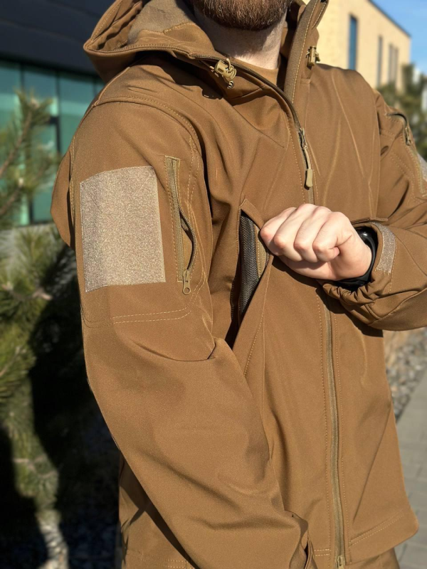 Військовий посилений комплект форми Soft Shell Military койот