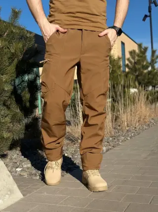 Військовий посилений комплект форми Soft Shell Military койот