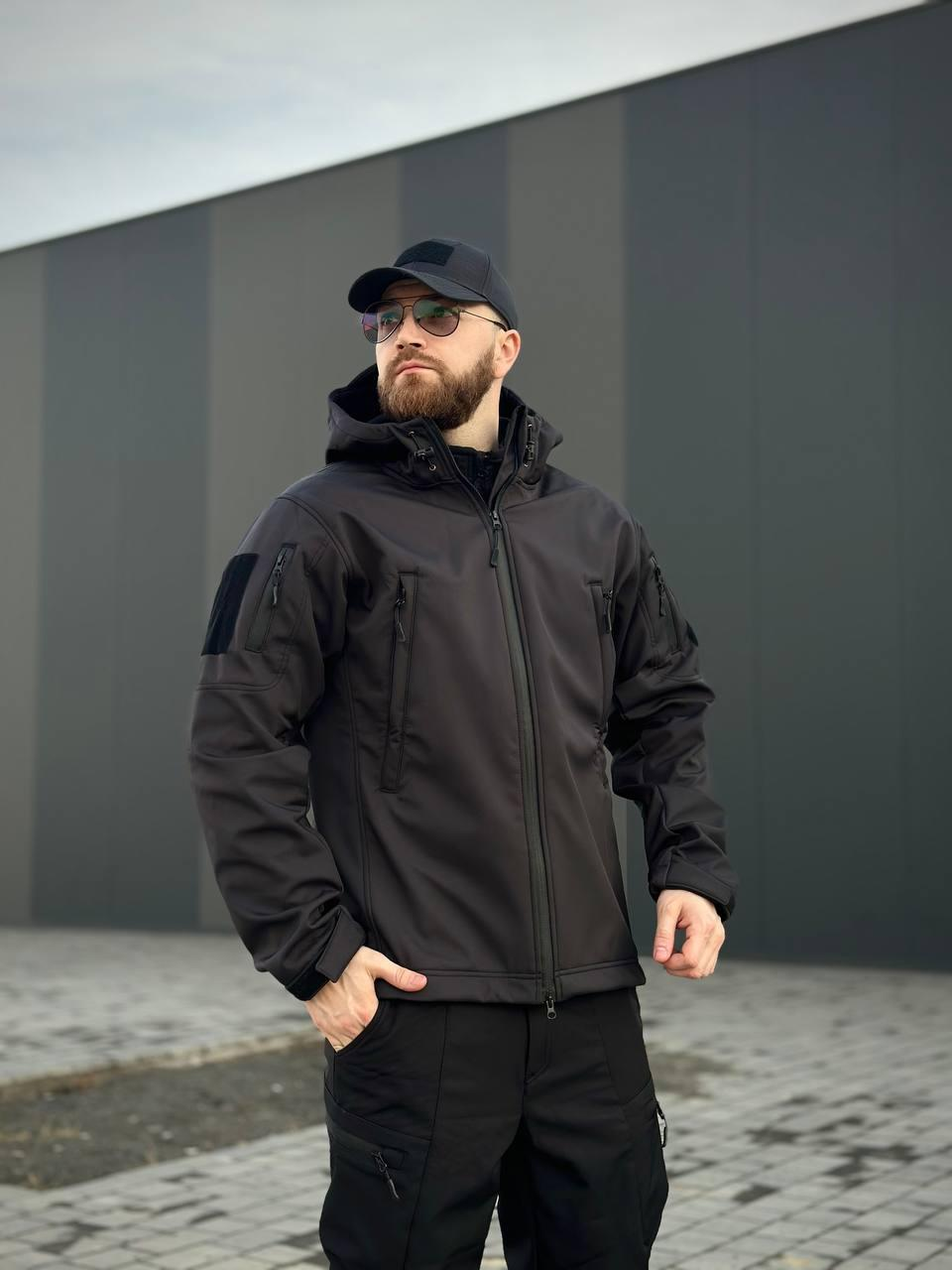 Військовий комплект форми Soft Shell Military Black