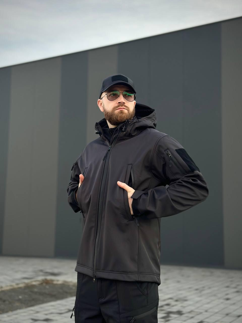 Військовий комплект форми Soft Shell Military Black