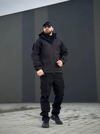 Військовий комплект форми Soft Shell Military Black