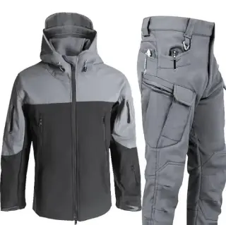 Костюм Сірий з чорний софтшел Gman Soft Shell на флісі
