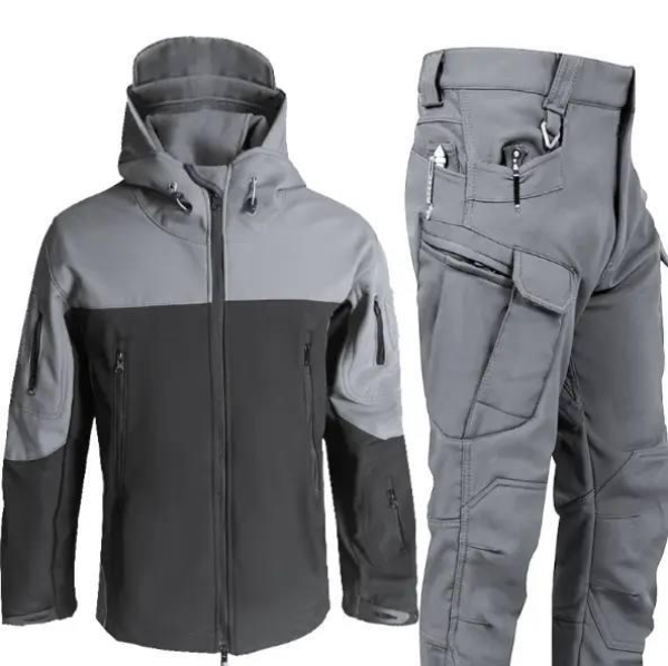 Костюм Сірий з чорний софтшел Gman Soft Shell на флісі