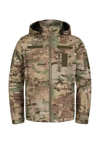 Fleece-Insulated Soft Shell Jacket Gen2 with Detachable Hood, Multicam