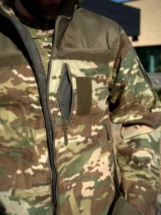 Флісова кофта Мультикам з Оливковими вставками 3D сітка MTP Military