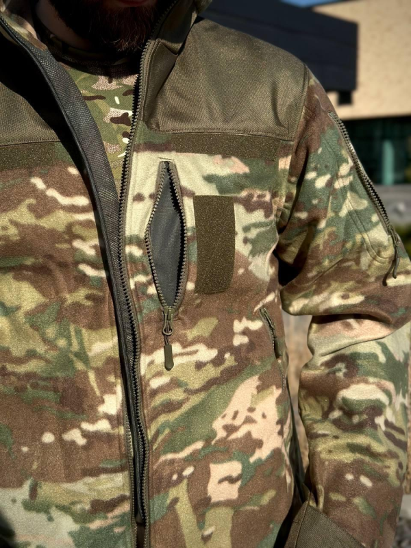 Флісова кофта Мультикам з Оливковими вставками 3D сітка MTP Military