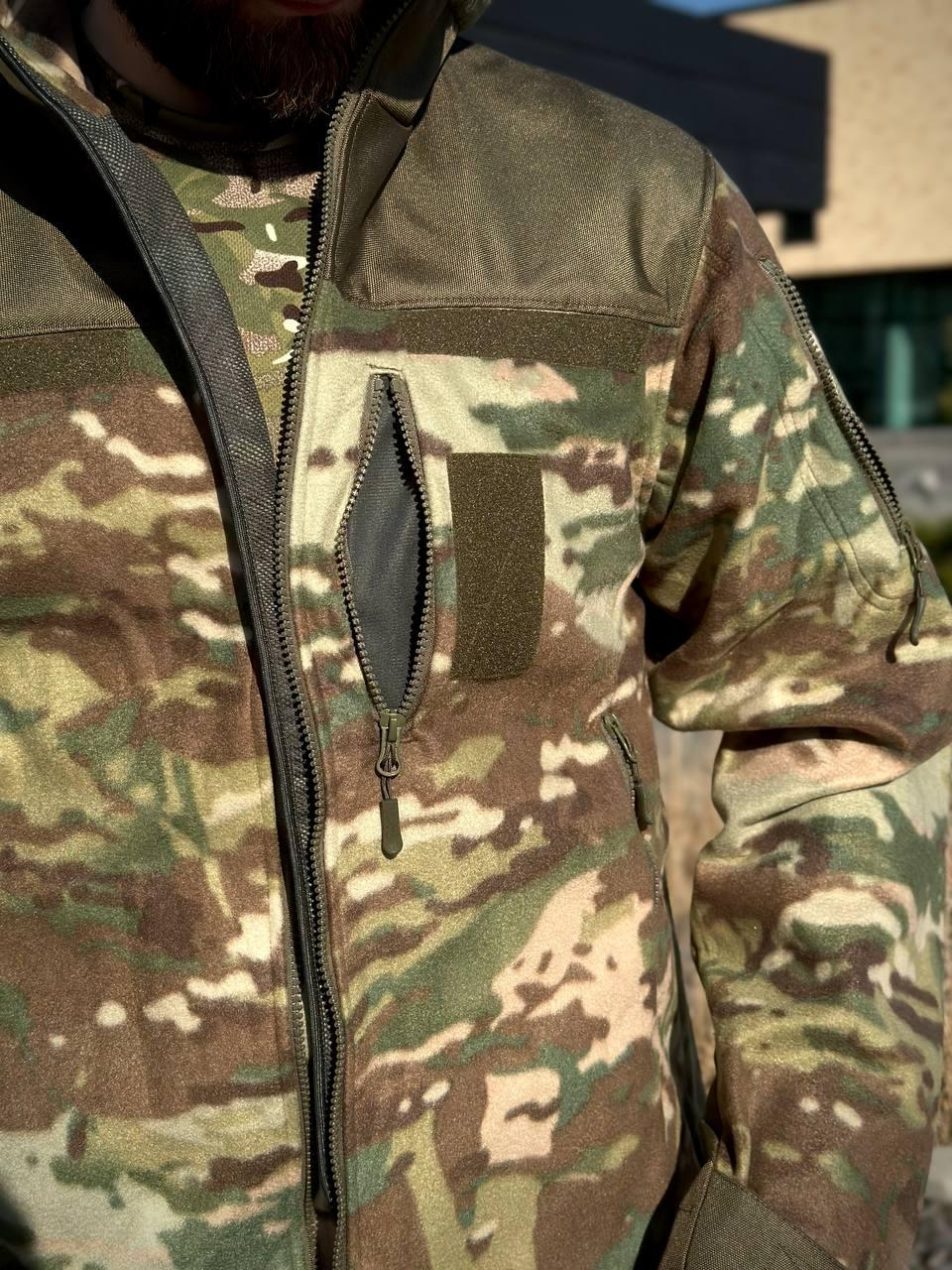 Флісова кофта Мультикам з Оливковими вставками 3D сітка MTP Military