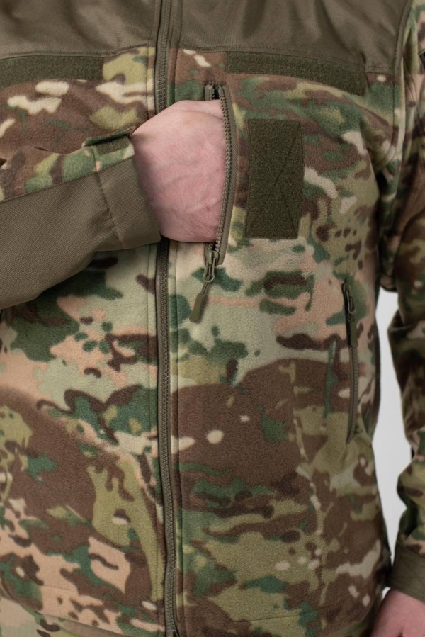Флісова кофта Мультикам з Оливковими вставками 3D сітка MTP Military