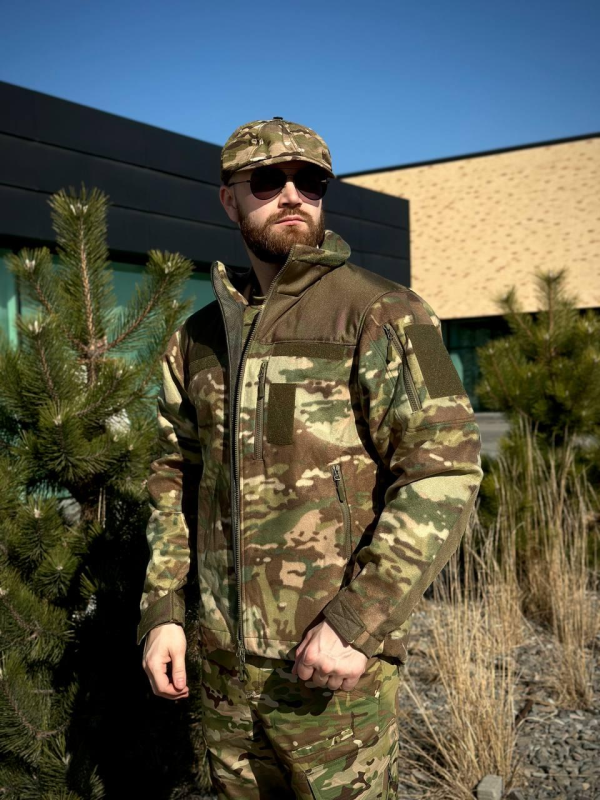 Флісова кофта Мультикам з Оливковими вставками 3D сітка MTP Military