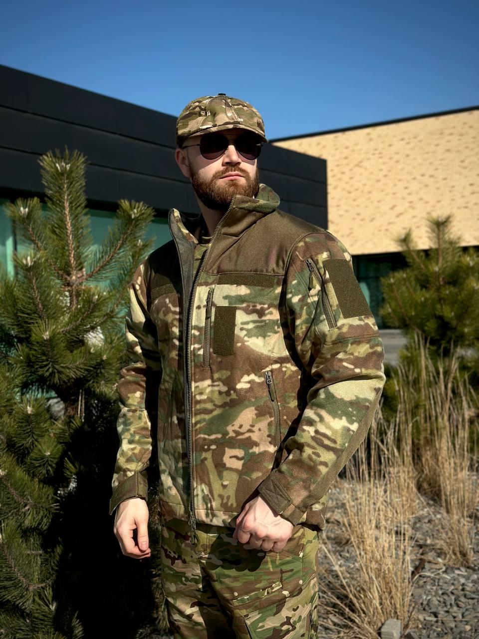 Флісова кофта Мультикам з Оливковими вставками 3D сітка MTP Military