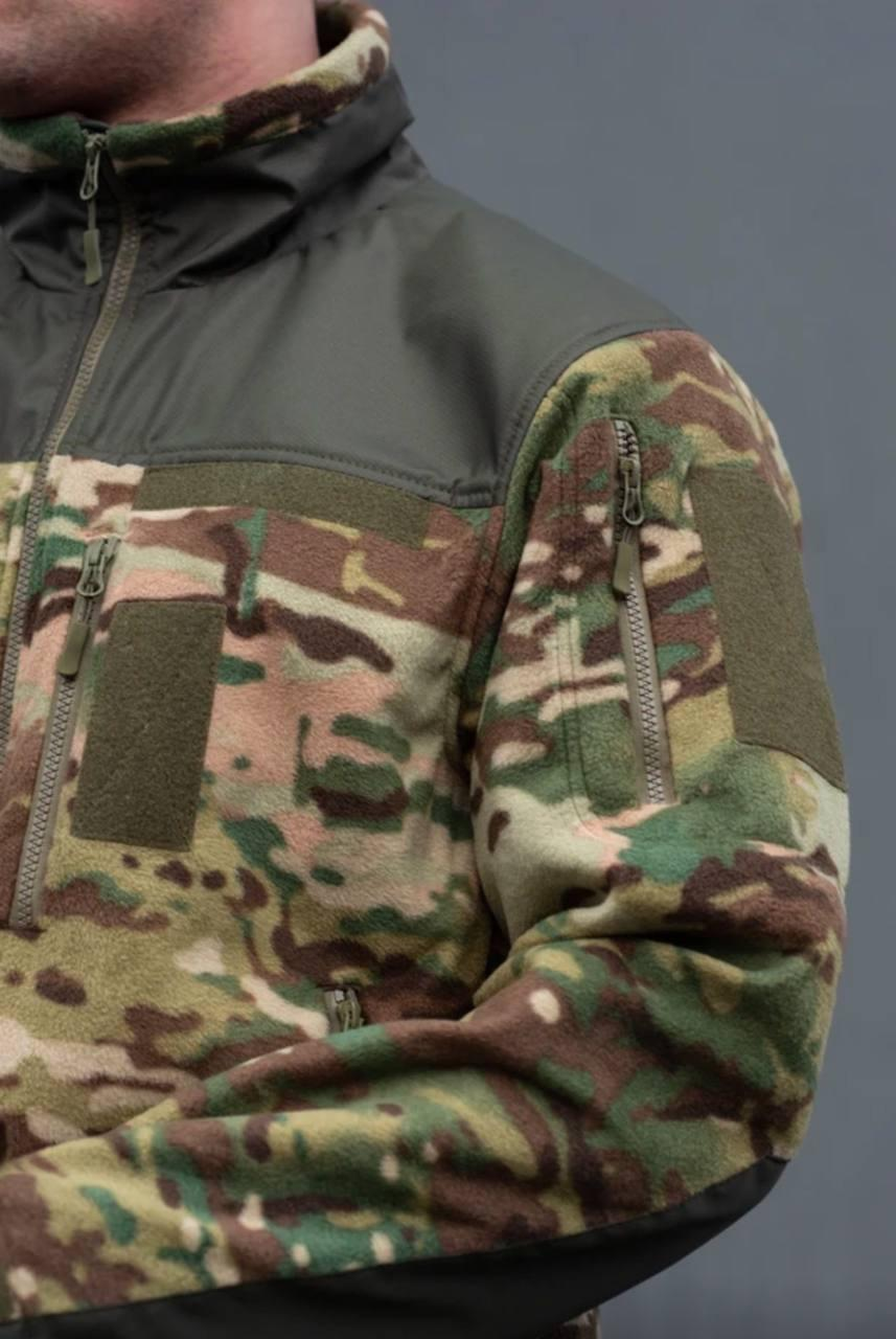 Флісова кофта Мультикам з Оливковими вставками 3D сітка MTP Military