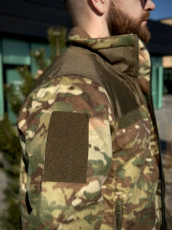 Флісова кофта Мультикам з Оливковими вставками 3D сітка MTP Military