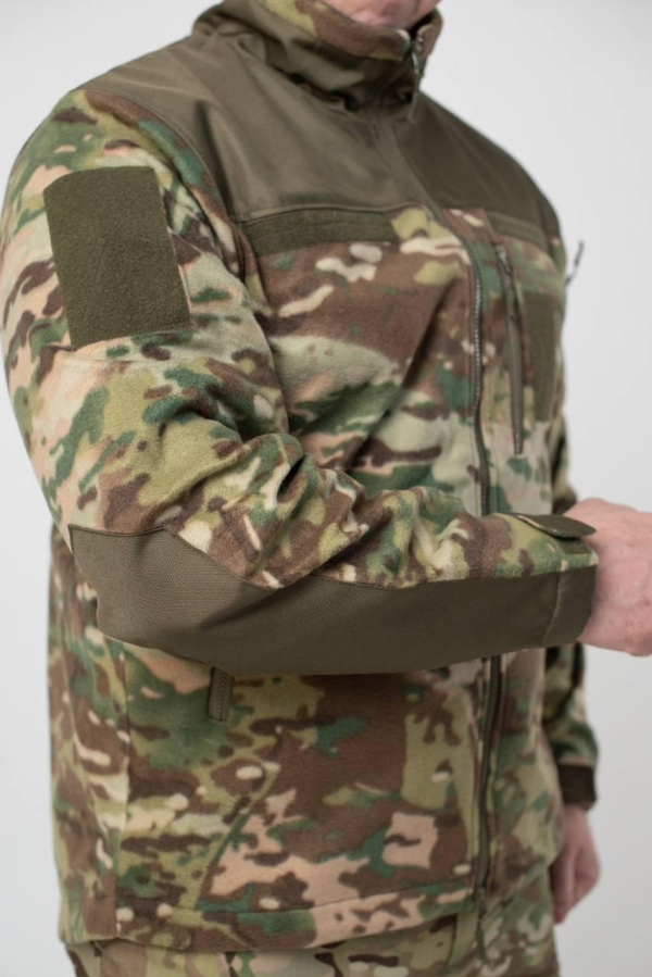 Флісова кофта Мультикам з Оливковими вставками 3D сітка MTP Military