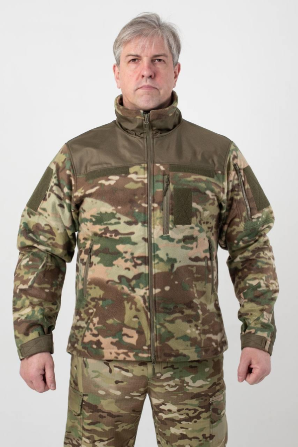 Флісова кофта Мультикам з Оливковими вставками 3D сітка MTP Military
