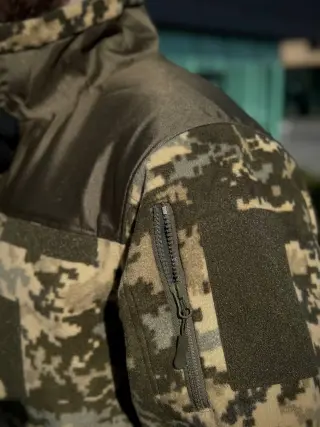 Флісова кофта Піксель з Оливковими вставками 3D сітка mm14 Military