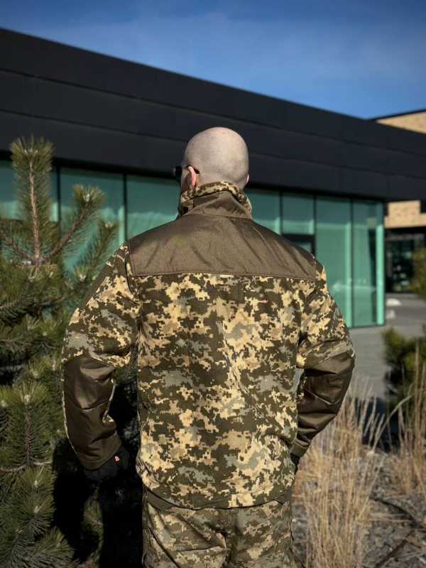Флісова кофта Піксель з Оливковими вставками 3D сітка mm14 Military