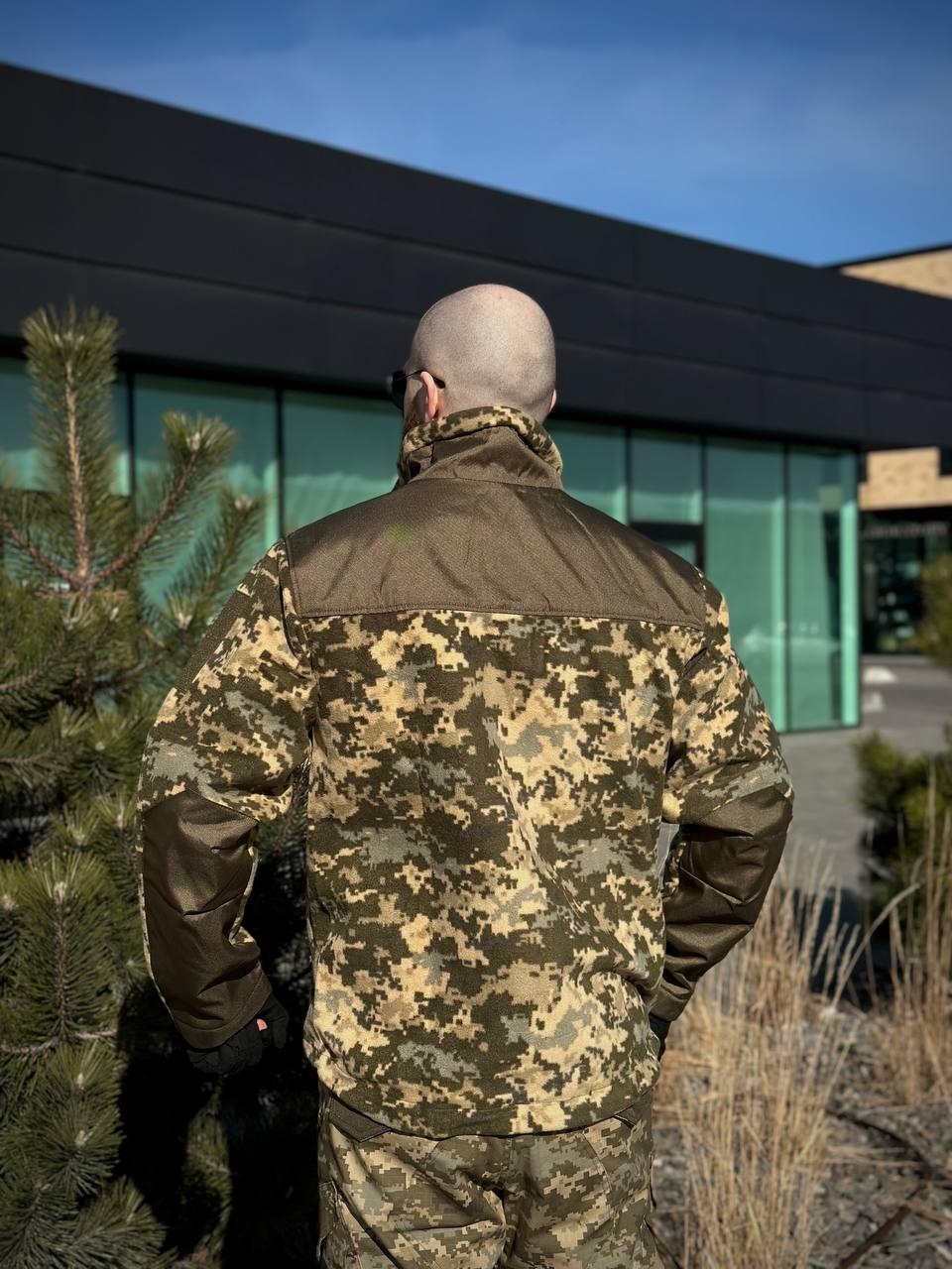 Флісова кофта Піксель з Оливковими вставками 3D сітка mm14 Military