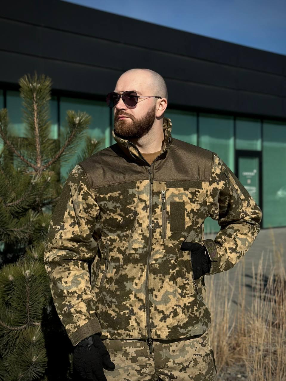 Флісова кофта Піксель з Оливковими вставками 3D сітка mm14 Military