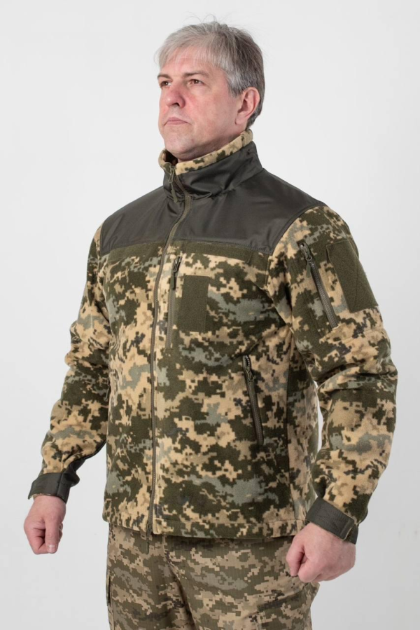Флісова кофта Піксель з Оливковими вставками 3D сітка mm14 Military