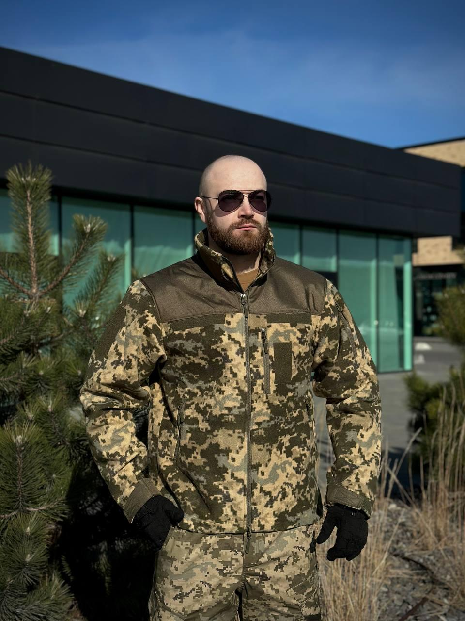 Флісова кофта Піксель з Оливковими вставками 3D сітка mm14 Military